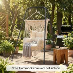 Rackhams Hammock Chair Stand Only for Indoor Outdoor 150KG Load Black - 138 L x 129 W x 183 H cm - Hammock Chair Stand - 1