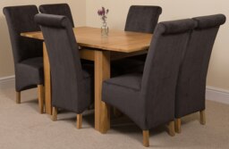 Rackhams Richmond Small Extending Oak Dining Set with Montana Fabric Chairs - 6 chairs - Black - thumbnail 1