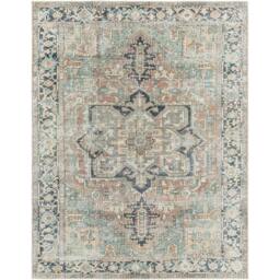 Rackhams Kemer-Washable Green Blue Brown Traditional Vintage Boho Rug - 80 x 220 cm - thumbnail 3