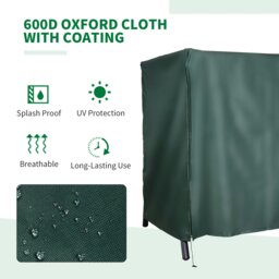 Rackhams Garden Furniture Protector Patio Swing Chair Cover Deep Green - Dark Grey - Oxford Fabric - 205L x 124D x 164Hcm - thumbnail 4