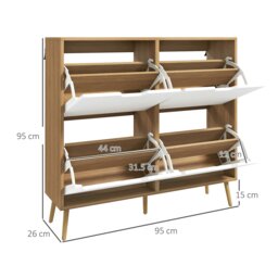 Rackhams Shoe Storage Cabinet with 4 Flip Drawers for 16 Pairs of Shoes, Natural - Natural wood finish - thumbnail 6