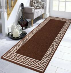 Rackhams Greekey Gel Mat - Brown Cream - 67cm x 220cm (2.2ft x 7.2ft) - thumbnail 2