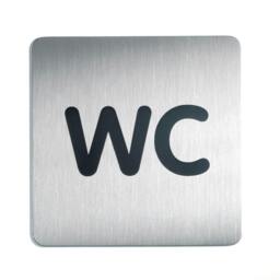 Rackhams Adhesive WC Symbol Square Bathroom Toilet Sign - Brushed Stainless Steel