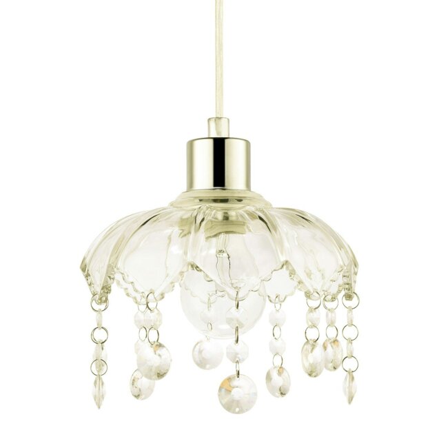 Rackhams Traditional and Shabby Chic Clear Glass Easy Fit Pendant Lamp Shade - image 1