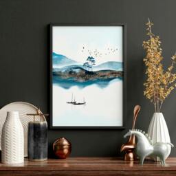 Rackhams Wall art in sets of 3 for living room decor - A3 11.69 x 16.54 in / 29.7 x 42 cm - Satin Photo paper 280 gsm - Oak Frame - thumbnail 4
