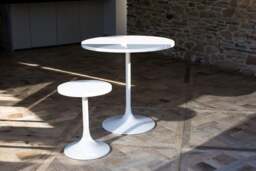 Rackhams Swan Side Tables - Dark Chrome - Gloss White - Small - thumbnail 5