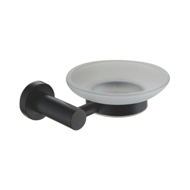Rackhams Modernity Black Stainless Steel Wall Mounted Frosted Glass Soap Dish - image 1