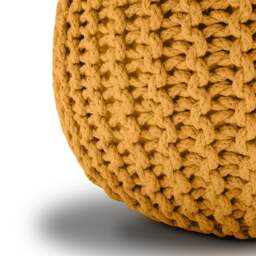 Rackhams Knitted Pouffe Chunky Round Footstool Ottoman 100% Cotton - Cream - thumbnail 5