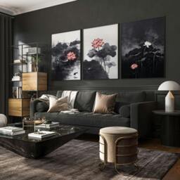 Rackhams Calming Art - Set of 3 Asian Inspired Wall art Prints - A2 16.54 x 23.39 in / 42 x 59.4 cm - Matte Museum Quality Art Paper 290 gsm - Black Frame - thumbnail 2