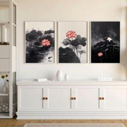 Rackhams Calming Art - Set of 3 Asian Inspired Wall art Prints - A2 16.54 x 23.39 in / 42 x 59.4 cm - Matte Museum Quality Art Paper 290 gsm - Black Frame - thumbnail 6