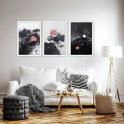 Rackhams Calming Art - Set of 3 Asian Inspired Wall art Prints - A2 16.54 x 23.39 in / 42 x 59.4 cm - Matte Museum Quality Art Paper 290 gsm - Black Frame - thumbnail 3