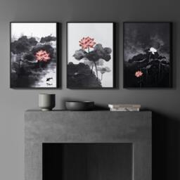 Rackhams Calming Art - Set of 3 Asian Inspired Wall art Prints - A2 16.54 x 23.39 in / 42 x 59.4 cm - Matte Museum Quality Art Paper 290 gsm - Black Frame - thumbnail 5