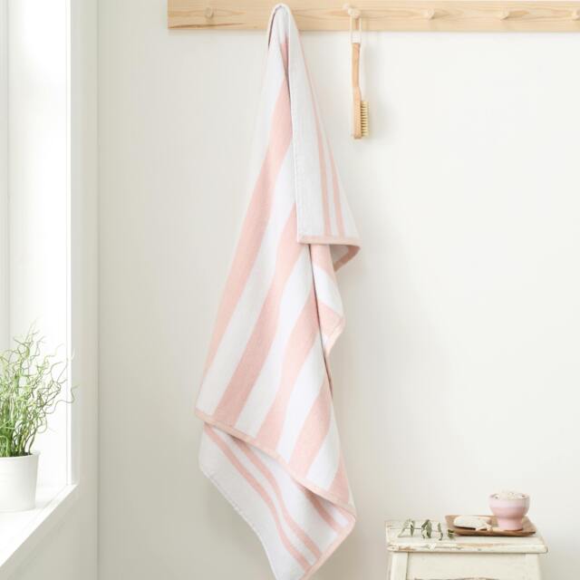 Rackhams Reversible Stripe Cotton Jacquard Towel Blush Pink - Hand Towel - Blush Pink - image 1