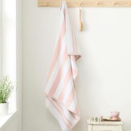 Rackhams Reversible Stripe Cotton Jacquard Towel Blush Pink - Hand Towel - Blush Pink - thumbnail 1