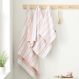 Rackhams Reversible Stripe Cotton Jacquard Towel Blush Pink - Hand Towel - Blush Pink - thumbnail 4