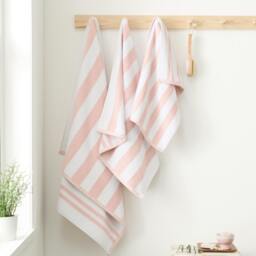 Rackhams Reversible Stripe Cotton Jacquard Towel Blush Pink - Hand Towel - Blush Pink - thumbnail 3