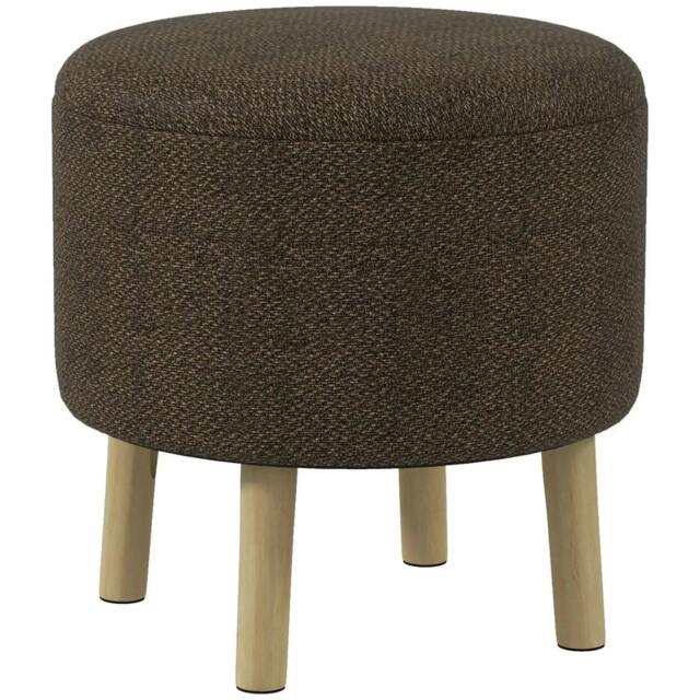 Rackhams Round Ottoman Stool with Storage, Linen Fabric Upholstered Foot Stool with Padded Seat, Hidden Space and Wood Legs - image 1