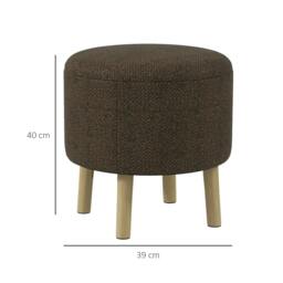 Rackhams Round Ottoman Stool with Storage, Linen Fabric Upholstered Foot Stool with Padded Seat, Hidden Space and Wood Legs - thumbnail 3
