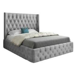 Rackhams Turin Straight Winged Upholstered Soft Velvet Bed Frame - Grey - Pink - Small double - thumbnail 6