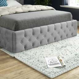 Rackhams Turin Straight Winged Upholstered Soft Velvet Bed Frame - Grey - Pink - Small double - thumbnail 4