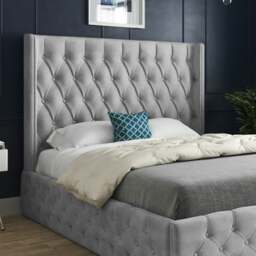 Rackhams Turin Straight Winged Upholstered Soft Velvet Bed Frame - Grey - Pink - Small double - thumbnail 3