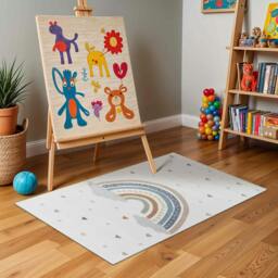 Rackhams Lillian-Kids Beige Orange Blue Green Washable Rug for Children's Rooms - 160cm_diameter - thumbnail 2