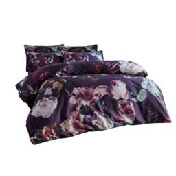 Rackhams Cordelia Floral Duvet Cover Set - Violet - Double - Violet - 100% Cotton - thumbnail 1