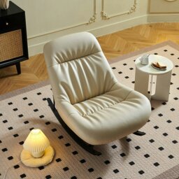 Rackhams Lutz Rocking Chair With Footstool, Leather - Orange - thumbnail 2