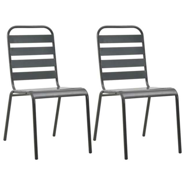 Rackhams Stackable Outdoor Chairs 2 pcs Steel Grey