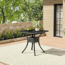 Rackhams Black 2.6ft Cast Aluminium Square Garden Dining Table for Outdoors - thumbnail 2