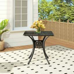 Rackhams Black 2.6ft Cast Aluminium Square Garden Dining Table for Outdoors - thumbnail 1