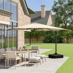 Rackhams 3 x 3 M Square Cantilever Parasol Outdoor Hanging Umbrella for Garden and Patio with Square Plastic Base - Light Grey - thumbnail 4