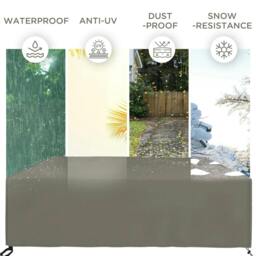 Rackhams Large Square Patio Garden Furniture Set Cover 600D Oxford Waterproof, 230 x 230 x 70cm, Grey - thumbnail 6