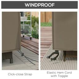 Rackhams Large Square Patio Garden Furniture Set Cover 600D Oxford Waterproof, 230 x 230 x 70cm, Grey - thumbnail 5