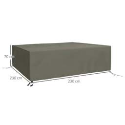 Rackhams Large Square Patio Garden Furniture Set Cover 600D Oxford Waterproof, 230 x 230 x 70cm, Grey - thumbnail 3