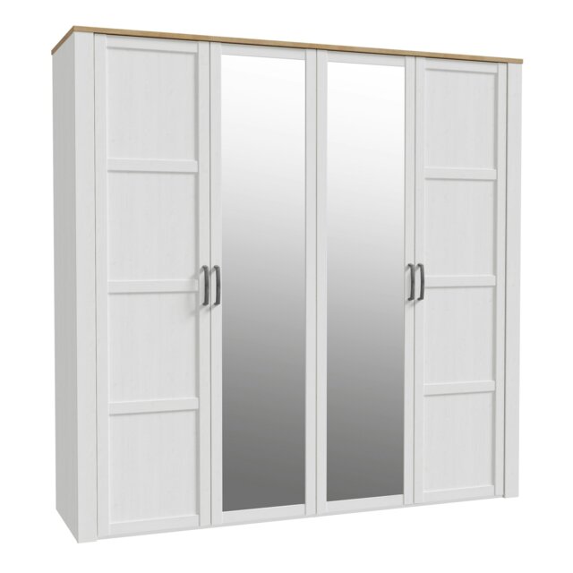 Rackhams Bohol 2 Door 2 Mirrored Door Wardrobe in Riviera Oak/White - White & Oak - Malemine - 1 - image 1