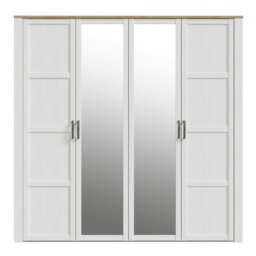 Rackhams Bohol 2 Door 2 Mirrored Door Wardrobe in Riviera Oak/White - White & Oak - Malemine - 1 - thumbnail 2