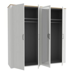 Rackhams Bohol 2 Door 2 Mirrored Door Wardrobe in Riviera Oak/White - White & Oak - Malemine - 1 - thumbnail 3