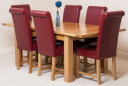 Rackhams Seattle Oak Extending Dining Table with Washington Leather Chairs - 6 chairs - Ivory - thumbnail 5
