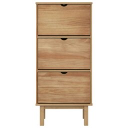 Rackhams Shoe Cabinet OTTA with 3 Drawers Brown Solid Wood Pine - thumbnail 4