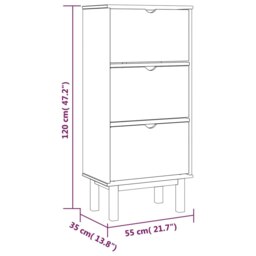 Rackhams Shoe Cabinet OTTA with 3 Drawers Brown Solid Wood Pine - thumbnail 6