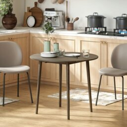 Rackhams Foldable Dining Table, Round Drop Leaf Table, Wood Legs - Grey