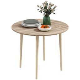 Rackhams Foldable Dining Table, Round Drop Leaf Table, Wood Legs - Grey - thumbnail 3