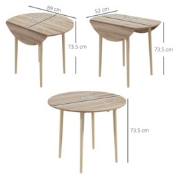 Rackhams Foldable Dining Table, Round Drop Leaf Table, Wood Legs - Grey - thumbnail 4