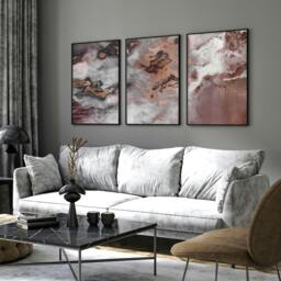 Rackhams Contemporary Wall Art Decor - set of 3 framed wall art prints - 20 x 30 in / 50 x 76 cm - Satin Photo paper 280 gsm - Black Frame - thumbnail 2