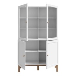 Rackhams Wensley Display Cabinet with 2 Doors and 2 Glass Doors in Light Grey and Oak inc LED Lighting - Full Assembly Required - Light Grey  & Oak - Matt - thumbnail 4