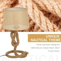 Rackhams Nautical Style Table Lamp with Fabric Lampshade Metal Frame Power Switch, 48cm Home Desk Lamp Bedroom Living Room Study E27 Base, Beige - thumbnail 4