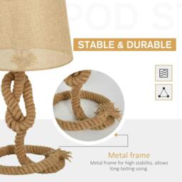 Rackhams Nautical Style Table Lamp with Fabric Lampshade Metal Frame Power Switch, 48cm Home Desk Lamp Bedroom Living Room Study E27 Base, Beige - thumbnail 5