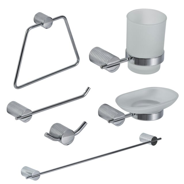 Rackhams Vitality Chrome Stainless Steel Wall Mounted 6 Piece Bathroom Accessory Set - image 1