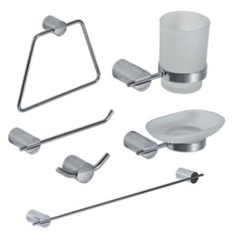 Rackhams Vitality Chrome Stainless Steel Wall Mounted 6 Piece Bathroom Accessory Set - thumbnail 1